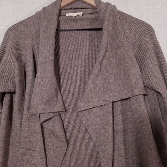 Hem & Thread Open Front Cardigan Sweater Size Large Waterfall Boho Chic Beige - Picture 11 of 11